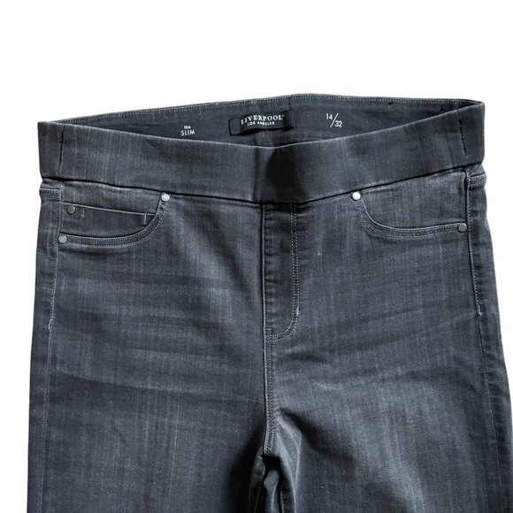 Liverpool The Slim Pull On Ankle Jeans 14/32 Meteorite Black Wash Stretch Denim - Picture 3 of 10